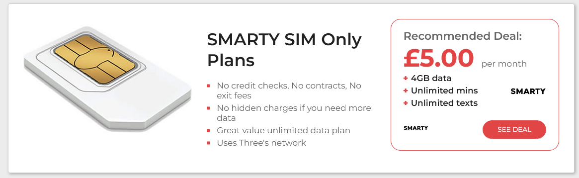 ᐅ SMARTY SIM Only Deals, Best Plans in December 2024 | simonlydeals.org.uk